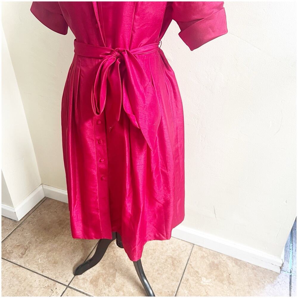 Alfani Retro Style Women’s Cocktail Party Dress Size 10 Shimmer Red Tie Waist - Picture 6 of 14